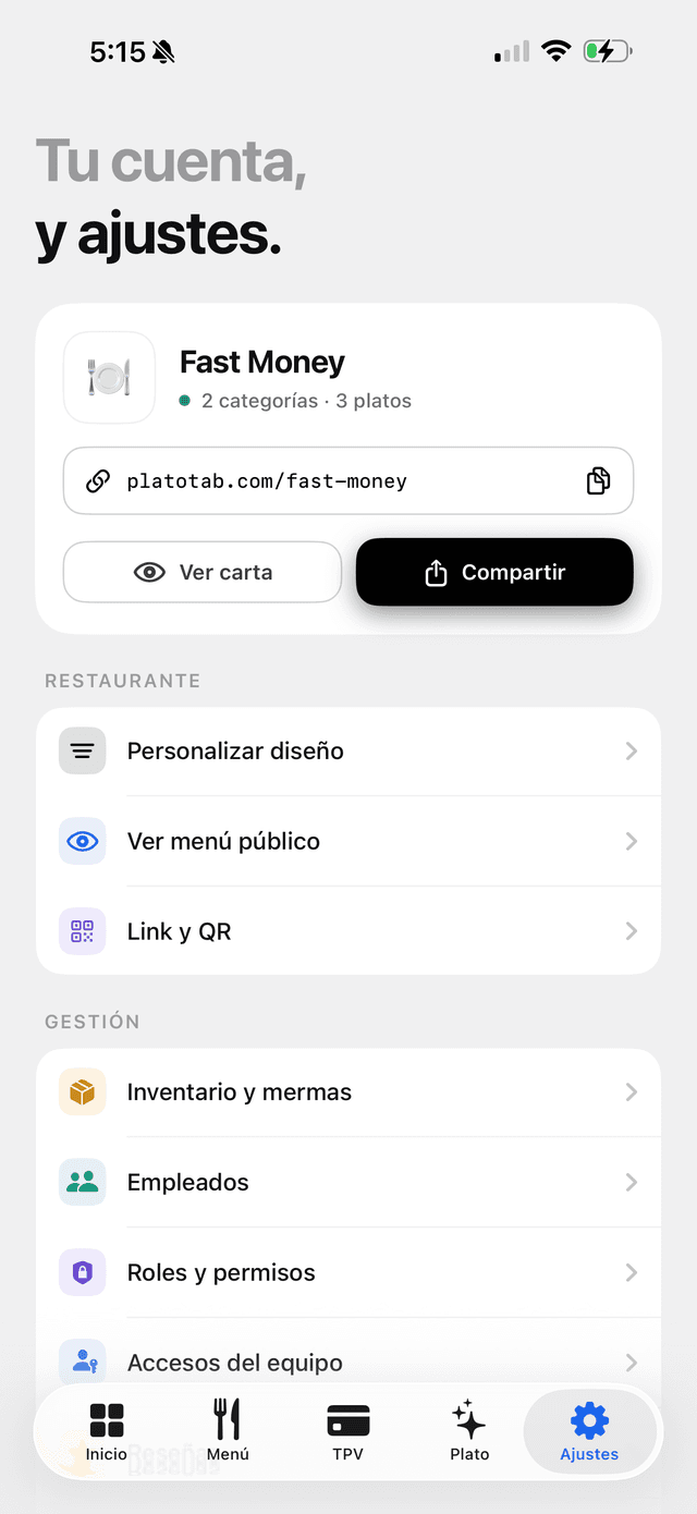 Todo en Ajustes